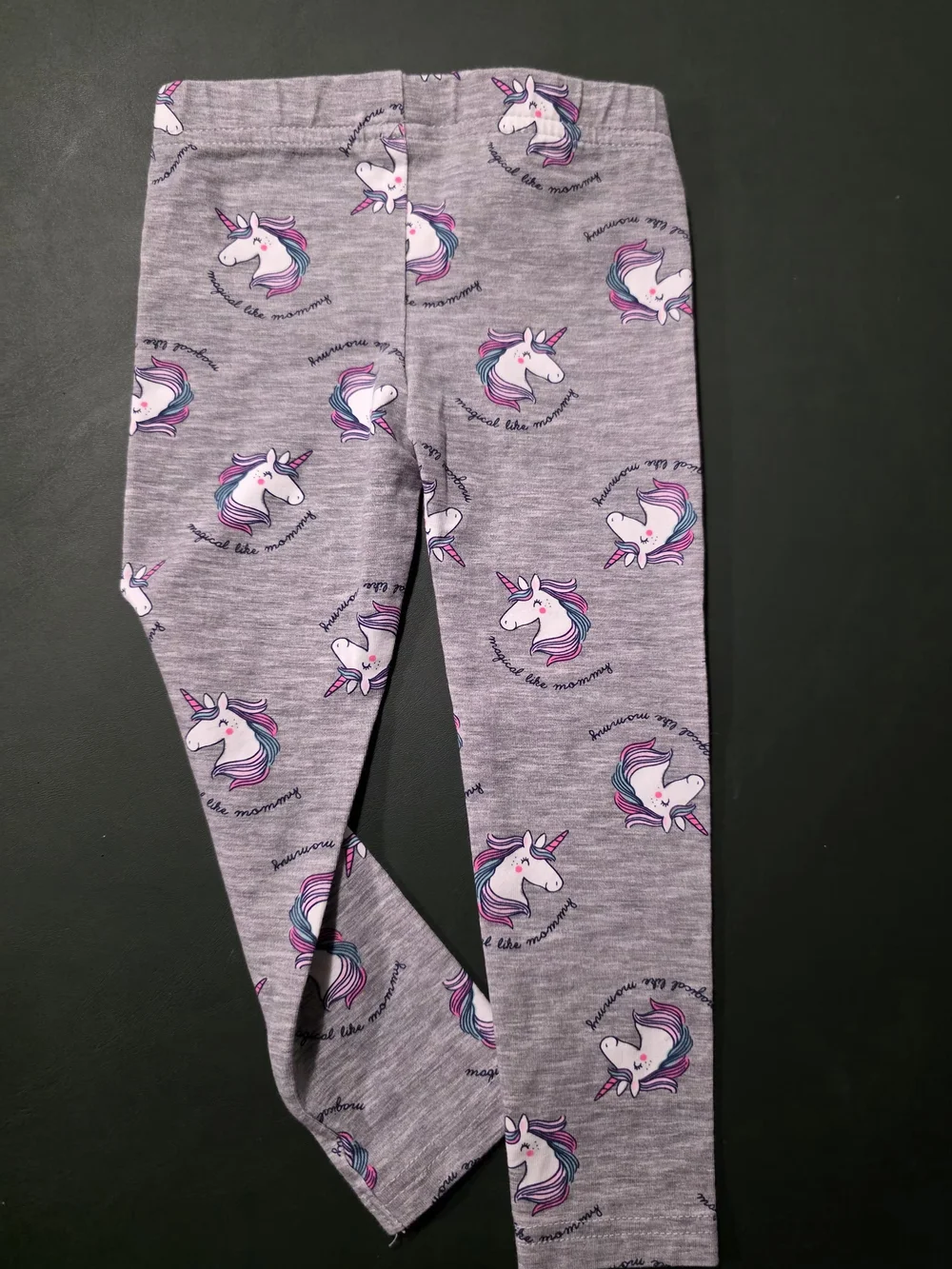 Carter's Gray Unicorn Print Leggings with Pink & Purple Details